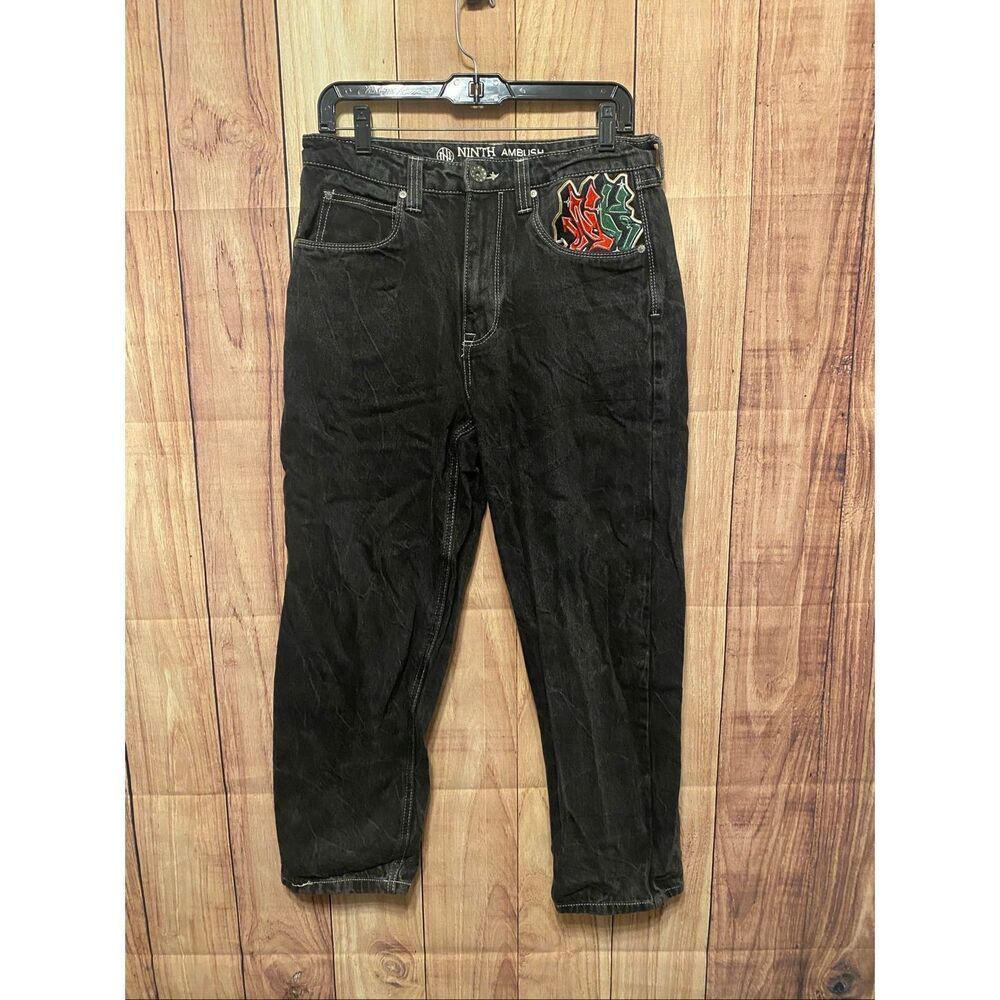 Ninth Hall Ambush size 30 men’s Embroidered Black Denim Jeans pants Y2K Zumiez